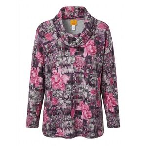 NEW Ruby Rd Woman 2X Pink Gray Floral Plaid Cowl Neck Flannel Tunic Shirt Road